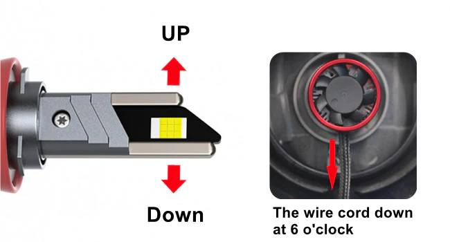 SNGL H11 LED  lights for 2011 Chevrolet Silverado 3500 headlight bulb replacement correct installation instructions ensure the best light pattern