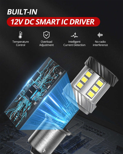 SNGL 1156 LED Bulb White for Backup Reverse Lights, DRL, Tail Lights | 2 Bulbs