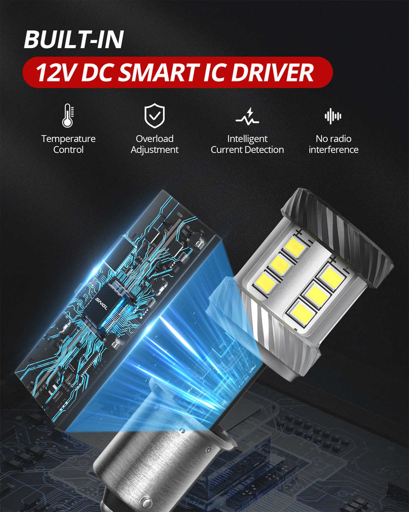 SNGL 1156 LED Bulb White for Backup Reverse Lights, DRL, Tail Lights | 2 Bulbs