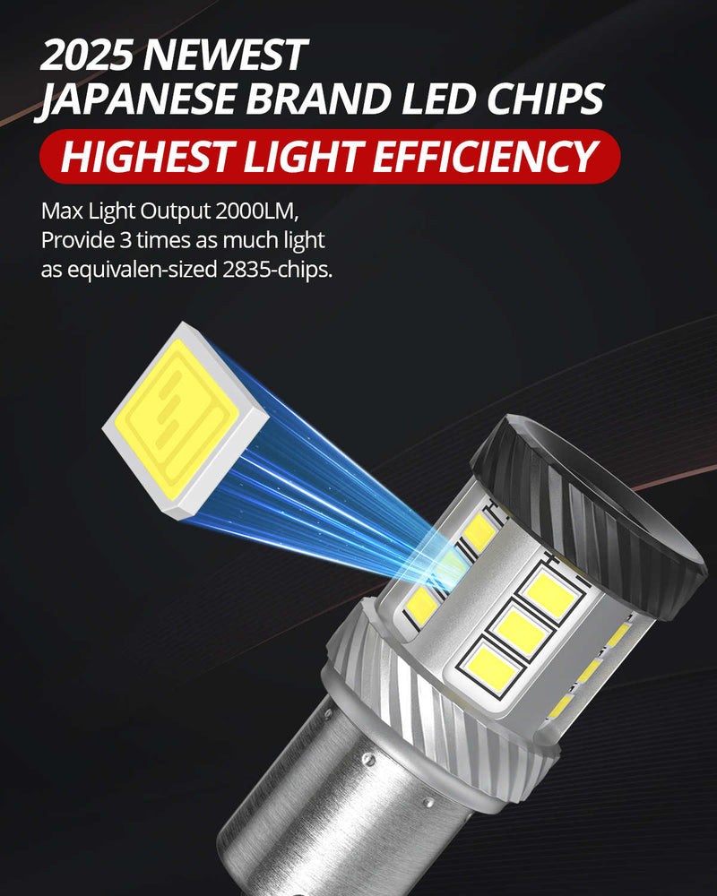 SNGL 1156 LED Bulb White for Backup Reverse Lights, DRL, Tail Lights | 2 Bulbs