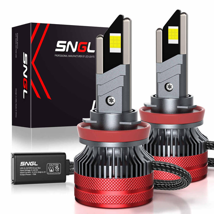 SNGL Projector-Specific Version H11 LED Headlight Bulb Low Beam Conversion Kit Max 15200LM 6000K Xenon White - SNGL LIGHTING