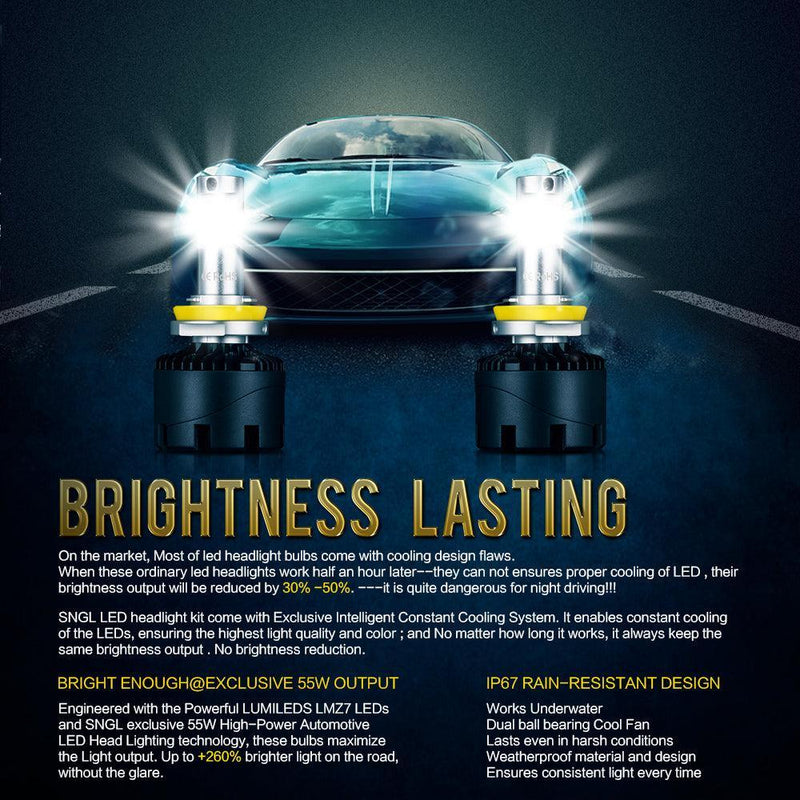 SNGL HB3 9005 headlight bulbs High and Low Beam with 6000K White and long-lasting