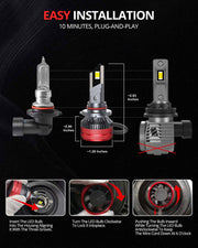 SNGL LED headlights 9012 offer easy installation with a plug-and-play design