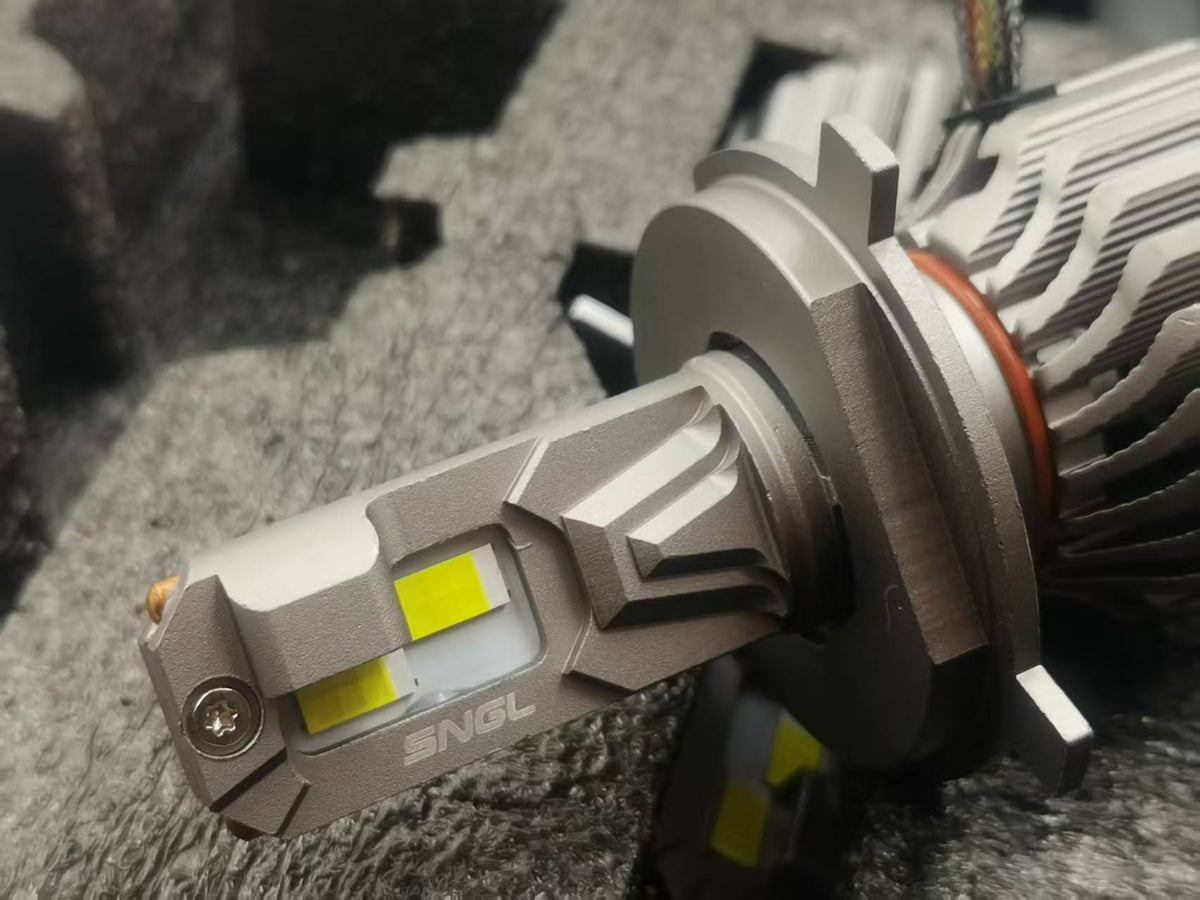 SNGL H19 LED low beam bulbs provide a truly 10,000 lumens and 6500k cool white light