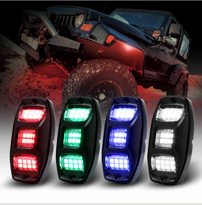 4 Pods RGBW LED Rock Lights Kit, Ultra-wide Angle, Super Bright, with Bluetooth APP & Wireless Remote Control