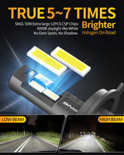 SNGL 9007 led bulbs are 5-7 times brighter than halogen bulbs