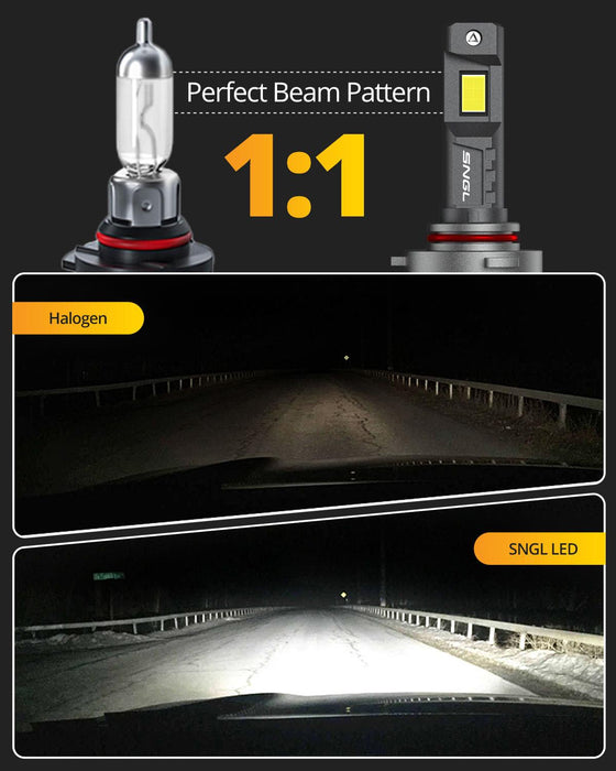 SNGL LED car headlight bulb for Hyundai Tiburon, designed for bright and clear illumination 