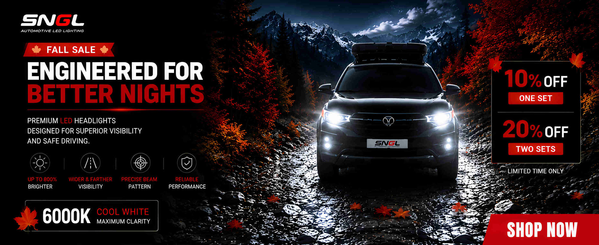 SNGL Fall Sale automotive LED headlights upgrade for safer night driving