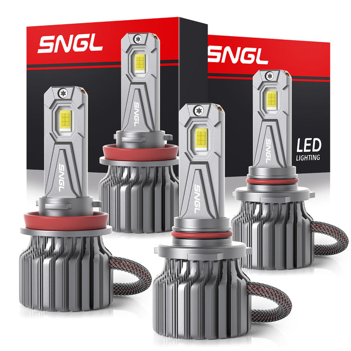 SNGL H11 9005 LED Headlight Bulbs Combo 200W 6500K White SH50M Series| 4 Bulbs