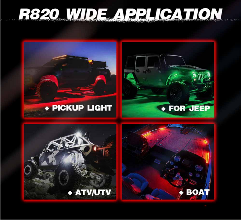 4 Pods RGBW LED Rock Lights Kit, Ultra-wide Angle, Super Bright, with Bluetooth APP & Wireless Remote Control