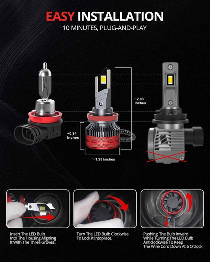 SNGL best h11 led lamp projector, easy installation, and plug-and-play