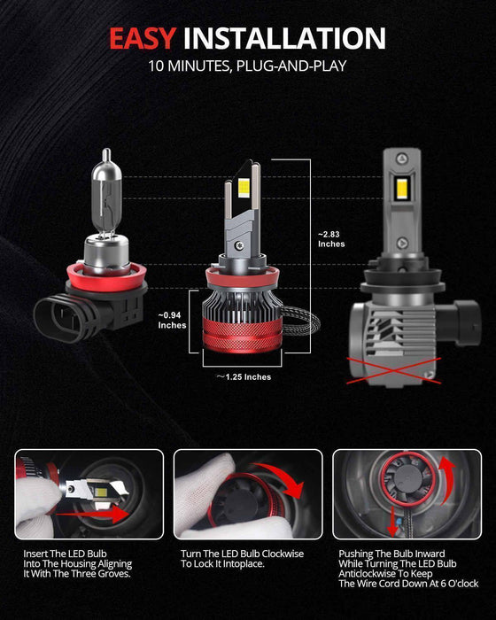 SNGL best h11 led lamp projector, easy installation, and plug-and-play