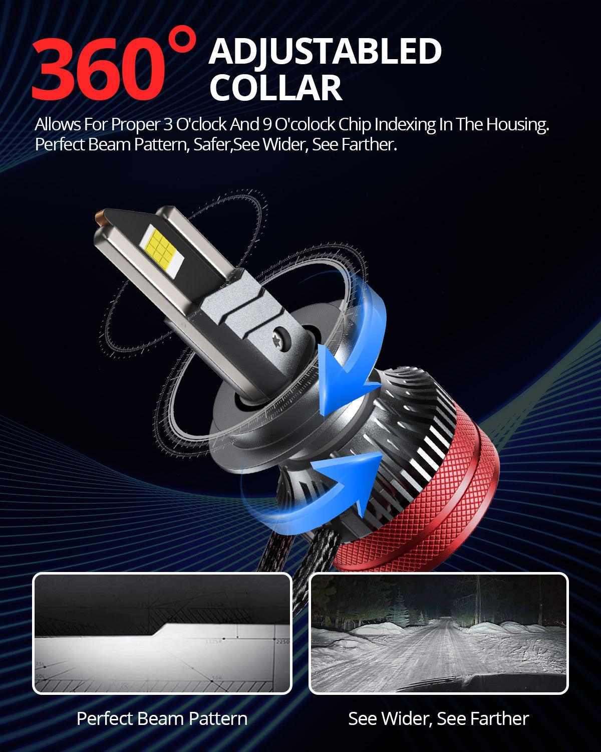 SNGL H7 bulbs can adjust the collar for a perfect beam pattern.