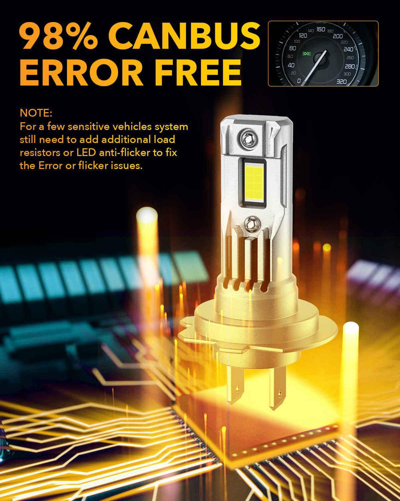 SNGL H7 LED globes 98% canbus, No Adapter Required 