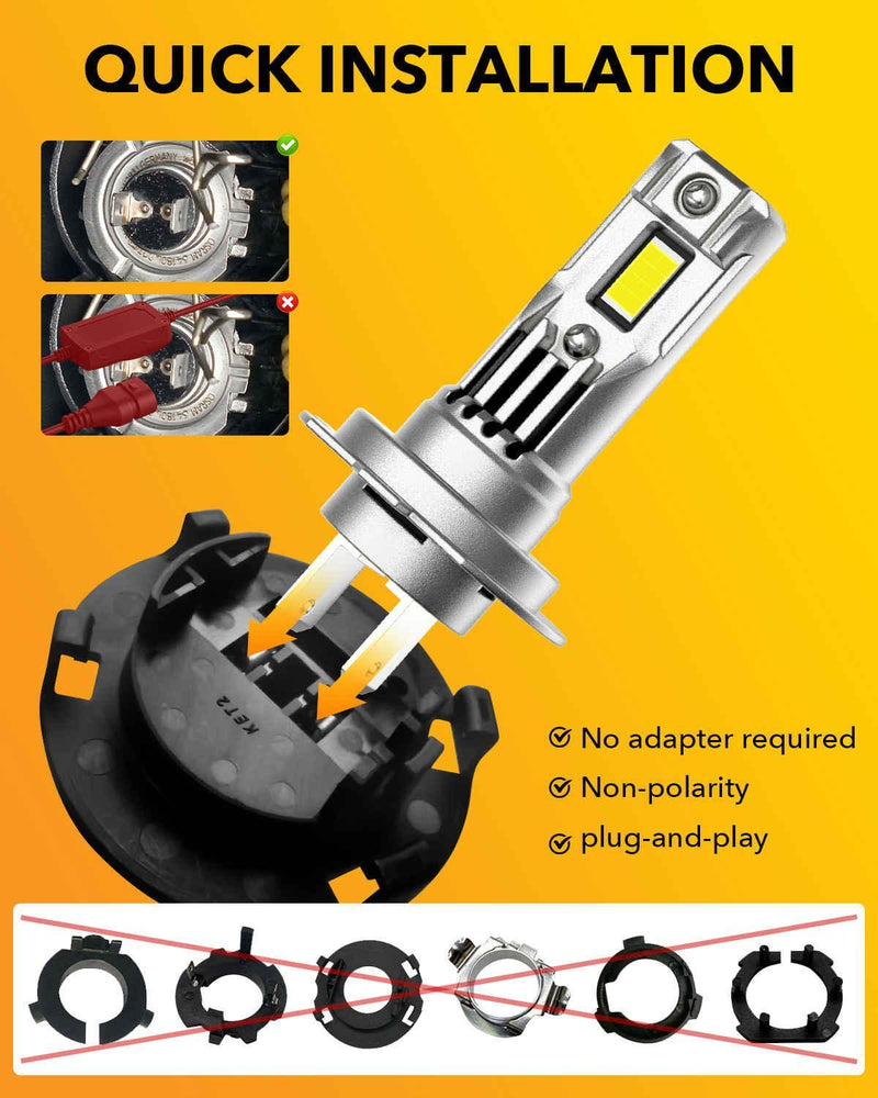 SNGL LED H7 lights with no adapter required and Plug and Play