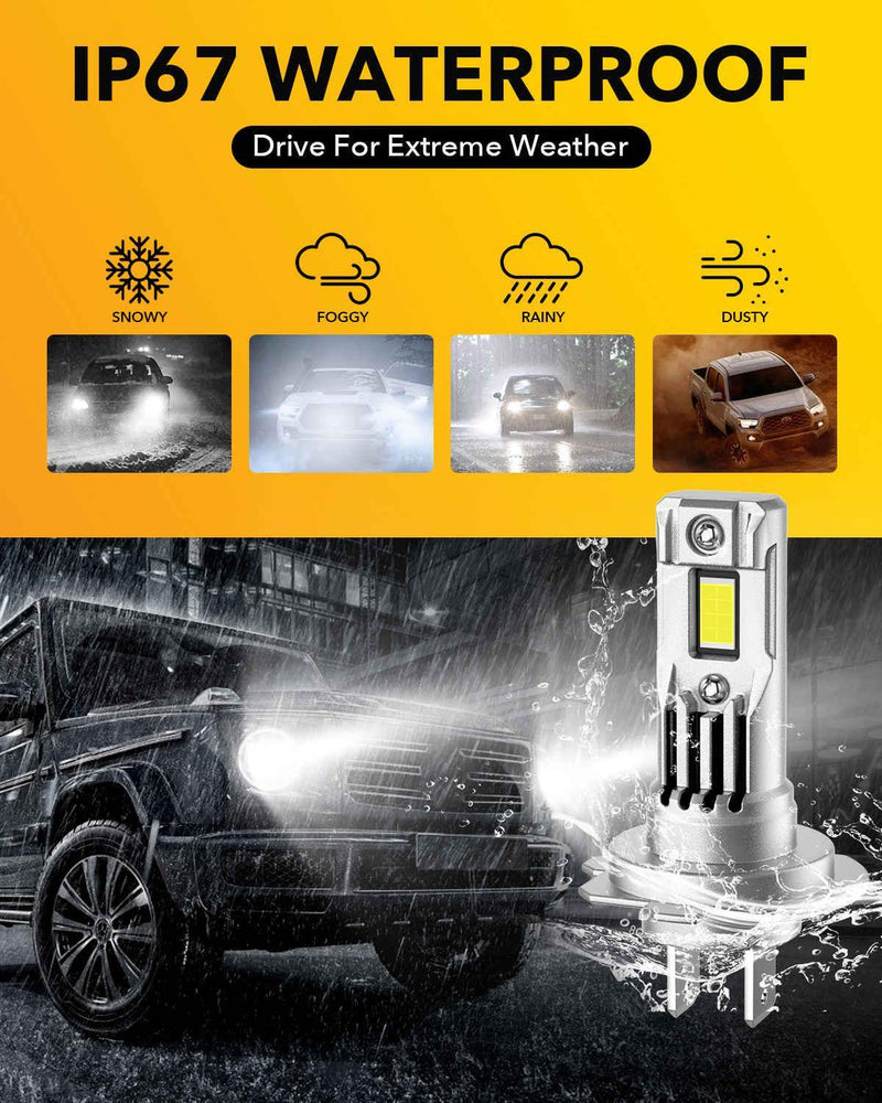 SNGL H7 headlamp bulb 6000k white with IP67 waterproof 