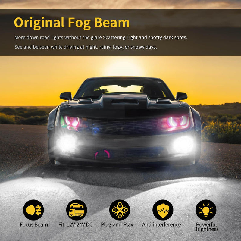 SNGL 881 LED Fog Light Bulb 6000k Xenon White 889 862 886 894 896 898 LED Bulbs DRL High Power 3600LM Plug-and-Play (Pack of 2) - SNGLlighting 