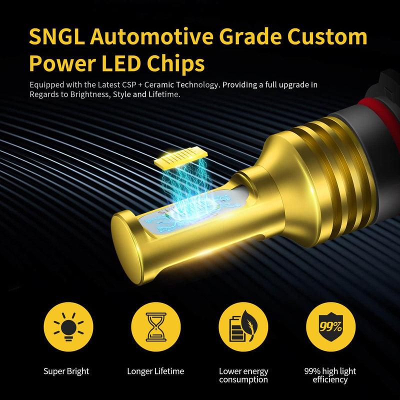 SNGL P13W LED Bulbs yellow 3000k for Halogen Daytime Running Lights DRL or Fog Light Lamp Replacement Plug-and-Play 3600LM  (Pack of 2) - SNGLlighting 