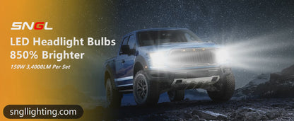 SNGL LED headlight bulbs are 850% brighter than halogen bulbs 