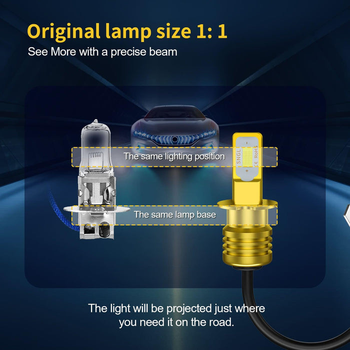 H3 LED Bulbs Fog Lights  DRL, 6000K Xenon White/3K Yellow