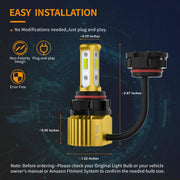 SNGL 5202 LED Fog Light Bulbs 5201 PS19W PS24W 9009 12085 Halogen DRL Bulb Replacement, 6000k White 6800LM, 40W High Power - SNGLlighting 