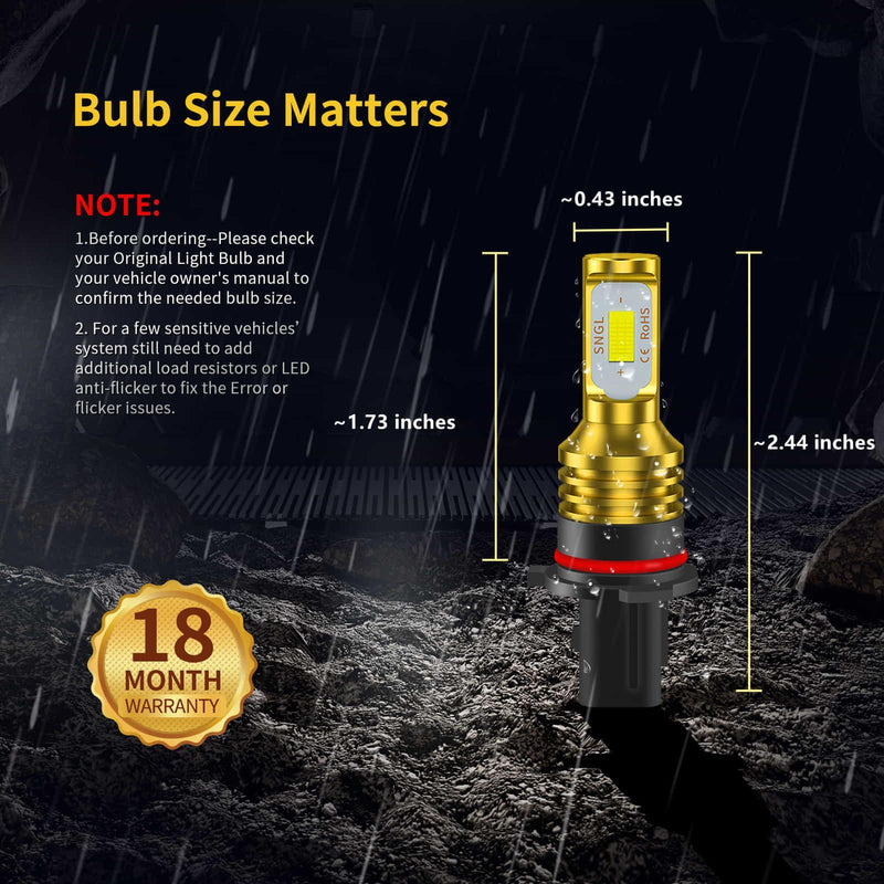 SNGL P13W LED Bulbs 6000k White for Daytime Running Lights/DRL or Fog Light Bulb Lamp Replacement Extremely Bright (Pack of 2) - SNGLlighting 