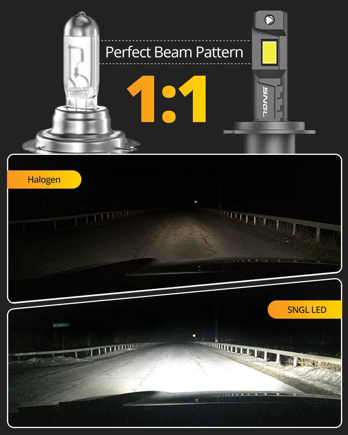 SNGL h7 bulb led perfect beam pattern