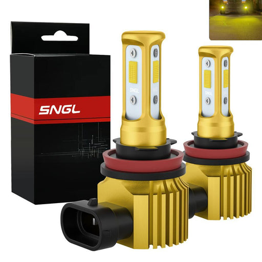SNGL H8 H16 H11 Yellow LED Fog Light Bulb Amber 3000k 6800LM 40W High Power Halogen Bulbs Lamp Replacement 2pcs - SNGLlighting 