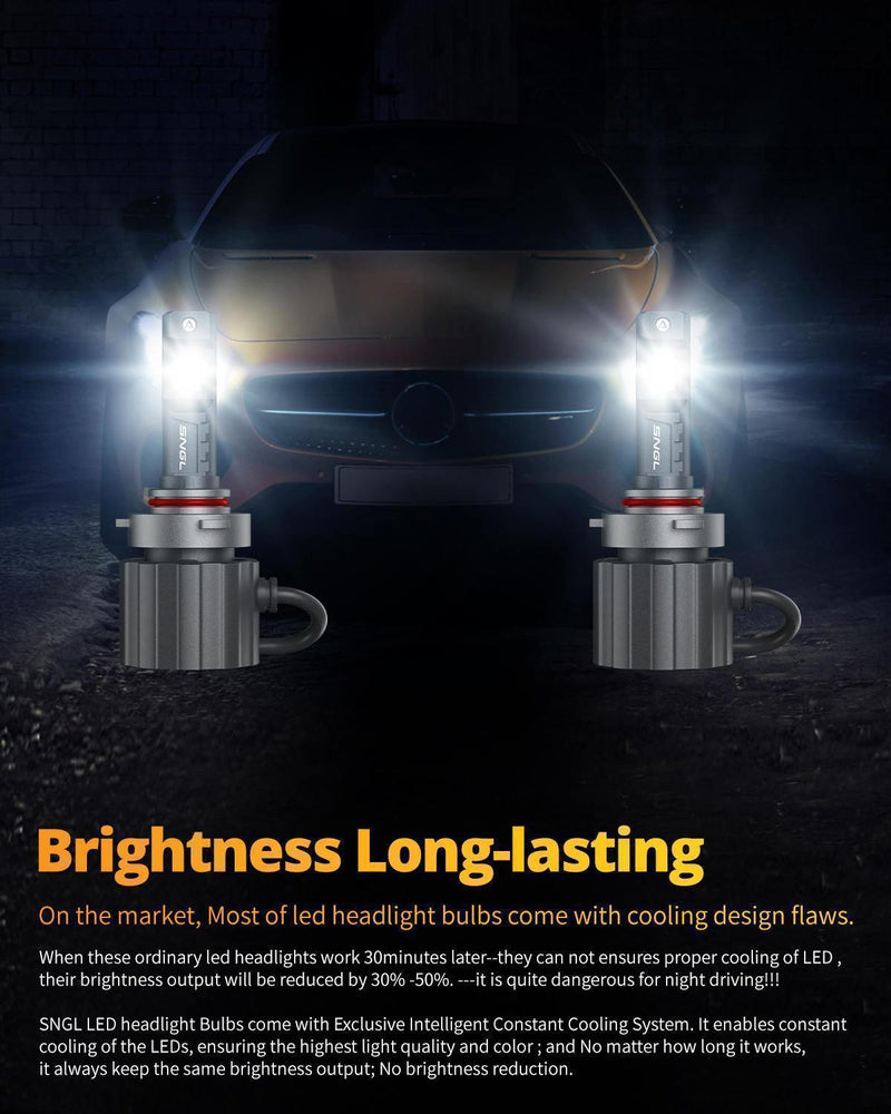 Brightest SNGL HB4 9006 LED headlights are long-lasting