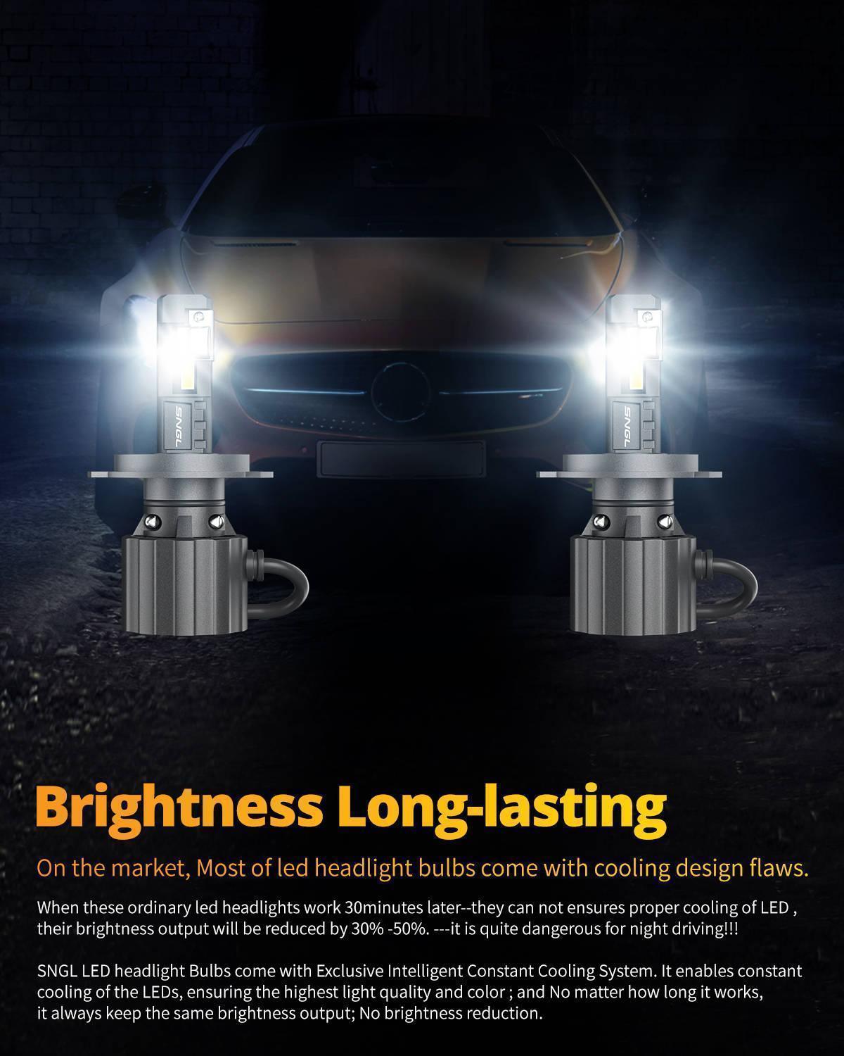 SNGL H4 lamp LED High and Low Beam brightness Long-lasting with 150W 34000LM Per Set 6000K White 