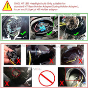 SNGL H7 LED Headlight Bulb Low or High Beam 15200LM 110W 6000K Xenon White, Adjustable Beam, Super Bright, 2Year Warranty - SNGLlighting 