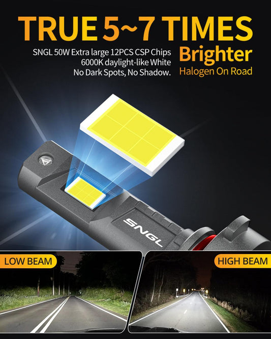 SNGL 9012 led bulb is 850% brighter than 9012 halogen headlight bulb
