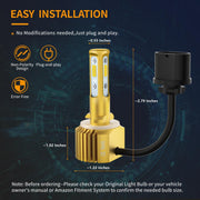 SNGL 899 880 Yellow LED Fog Light Bulb 3000k , 6800LM, 40W, 893 885 LED Bulbs for DRL or Fog Light Lamp Replacement CanBus (Pack of 2) - SNGLlighting 