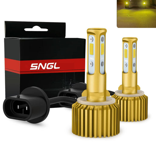 SNGL 899 880 Yellow LED Fog Light Bulb 3000k , 6800LM, 40W, 893 885 LED Bulbs for DRL or Fog Light Lamp Replacement CanBus (Pack of 2) - SNGLlighting 