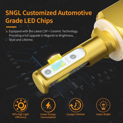 SNGL 899 880 Yellow LED Fog Light Bulb 3000k , 6800LM, 40W, 893 885 LED Bulbs for DRL or Fog Light Lamp Replacement CanBus (Pack of 2) - SNGLlighting 