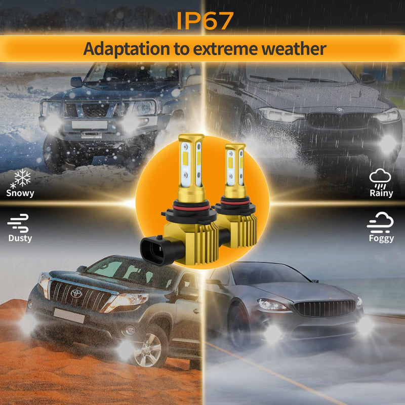 SNGL 9005 Yellow LED Fog Light Bulbs 3000k 6800LM, 40W High Power 12V HB3 9005 LED Daytime Running Lights Bulbs DRL (Pack of 2) - SNGLlighting 