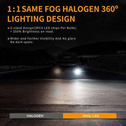 SNGL 9005 LED Daytime Running Lights 6000k Xenon White, 6800LM, 40W, 12V HB3 9005 LED Fog Light Bulb DRL for Toyota, Chevy, Pack of 2 - SNGLlighting 