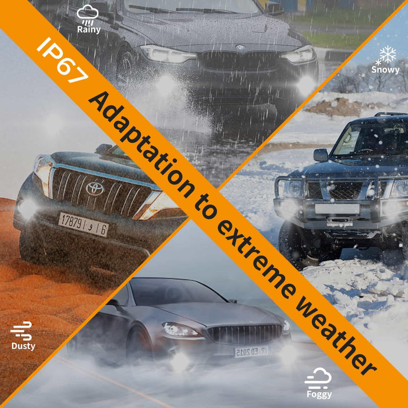 SNGL HB3 9005 Yellow LED Fog Light Bulbs Amber 3000K , 12V Daytime Running Light DRL Halogen Replacement Bulb, 6400LM (Pack of 2) - SNGLlighting 