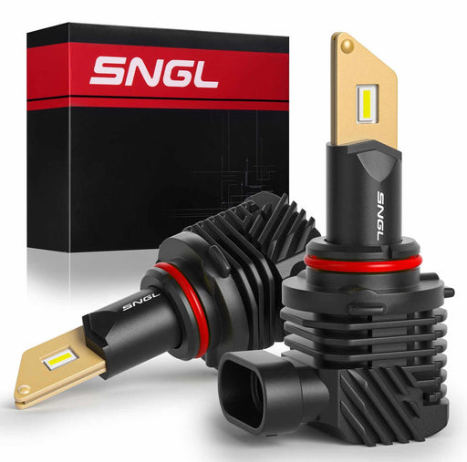 SNGL HB4 9006 LED Fog Light Bulbs or DRL, 13000LM Per Set, 500% Brightness, 6500K White, Fanless, Plug-N-Play, Pack of 2 - SNGLlighting 
