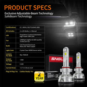 SNGL HB4 9006 LED Headlight Bulbs Low Beam 15200LM 110W 6000K Xenon White Adjustable Beam, Plug-and-Play, Super Bright 2Year Warranty - SNGLlighting 