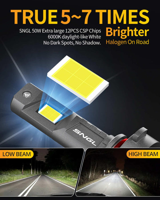SNGL HB4 9006 LED Headlight Bulbs Low Beam, 150W 34000LM Per Set, 850% —  SNGLlighting