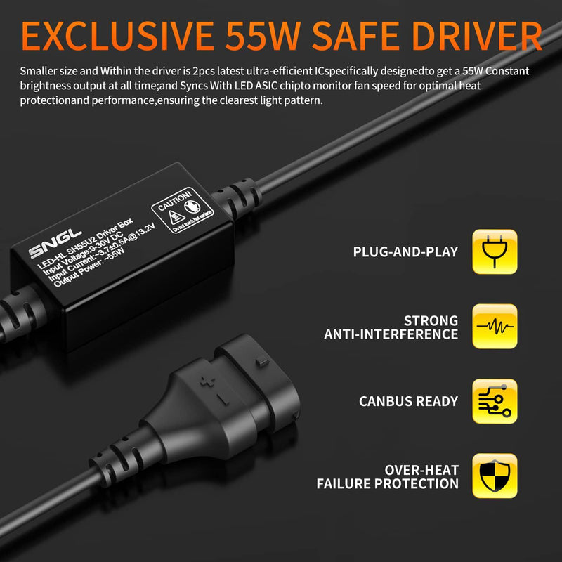 SNGL 9005 hb3 with 55W safe driver 