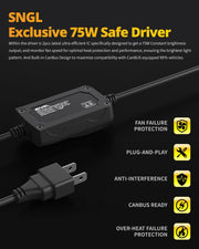 SNGL best H7 lamp canbus ready with 75W safe driver