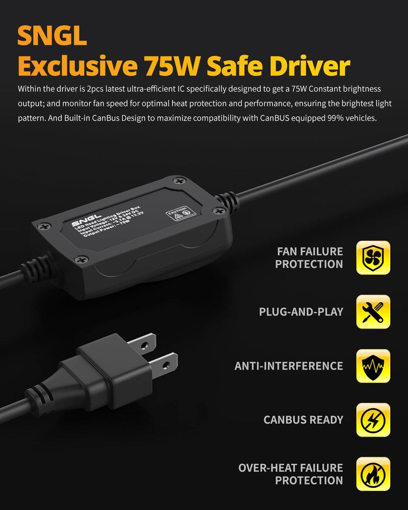 SNGL best H7 lamp canbus ready with 75W safe driver