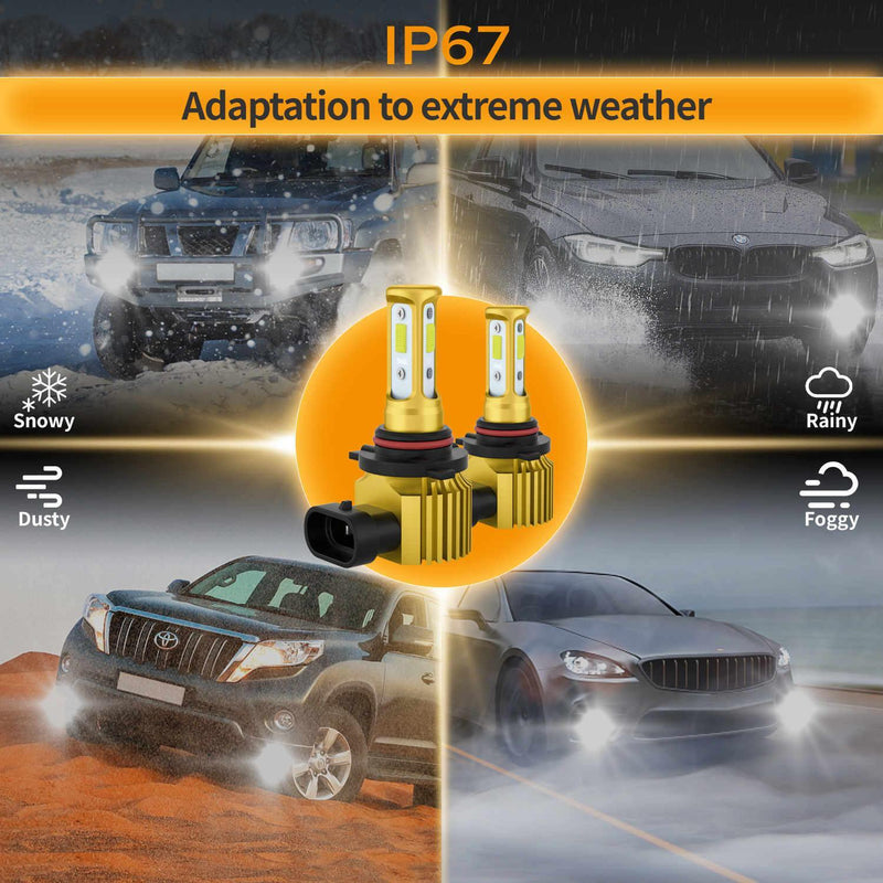 SNGL 9140 H10 9145 LED Fog Light Bulbs 6000k White 6800LM, 40W, 9040 9045 Halogen Bulbs Fog Light Lamp Replacement (Pack of 2) - SNGLlighting 