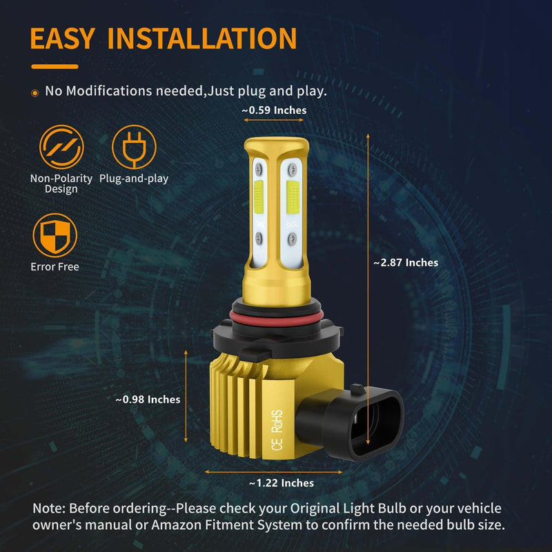 SNGL 9140 H10 9145 LED Fog Light Bulbs 6000k White 6800LM, 40W, 9040 9045 Halogen Bulbs Fog Light Lamp Replacement (Pack of 2) - SNGLlighting 