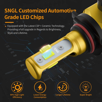 SNGL 9140 H10 9145 LED Fog Light Bulbs 6000k White 6800LM, 40W, 9040 9045 Halogen Bulbs Fog Light Lamp Replacement (Pack of 2) - SNGLlighting 