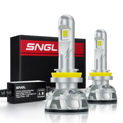 SNGL H8 H11 H9 LED Headlight Bulb Low or High Beam 15200LM 110W 6000K Xenon White, Adjustable Beam, Super Bright, 2Year Warranty - SNGLlighting 