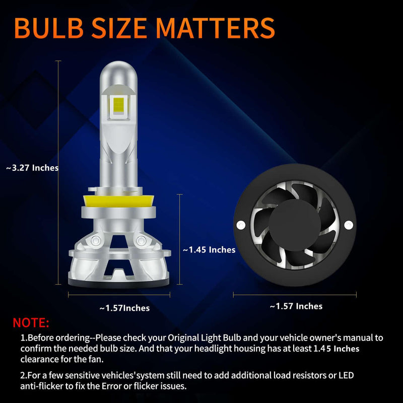 SNGL H8 H11 H9 LED Headlight Bulb Low or High Beam 15200LM 110W 6000K Xenon White, Adjustable Beam, Super Bright, 2Year Warranty - SNGLlighting 