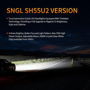 SNGL H8 H11 H9 LED Headlight Bulb Low or High Beam 15200LM 110W 6000K Xenon White, Adjustable Beam, Super Bright, 2Year Warranty - SNGLlighting 